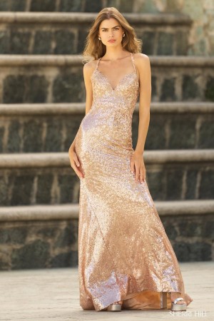 Sherri Hill 55584 Sequin Lace Up Back Prom Dress