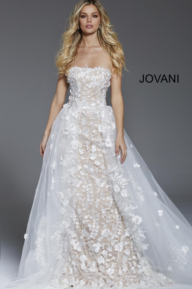 floral applique evening dress