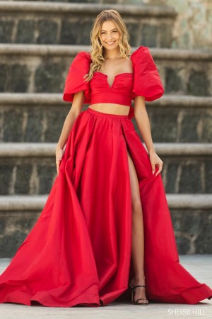 Sherri Hill 55630 Puff Sleeve 2 Piece Evening Dress