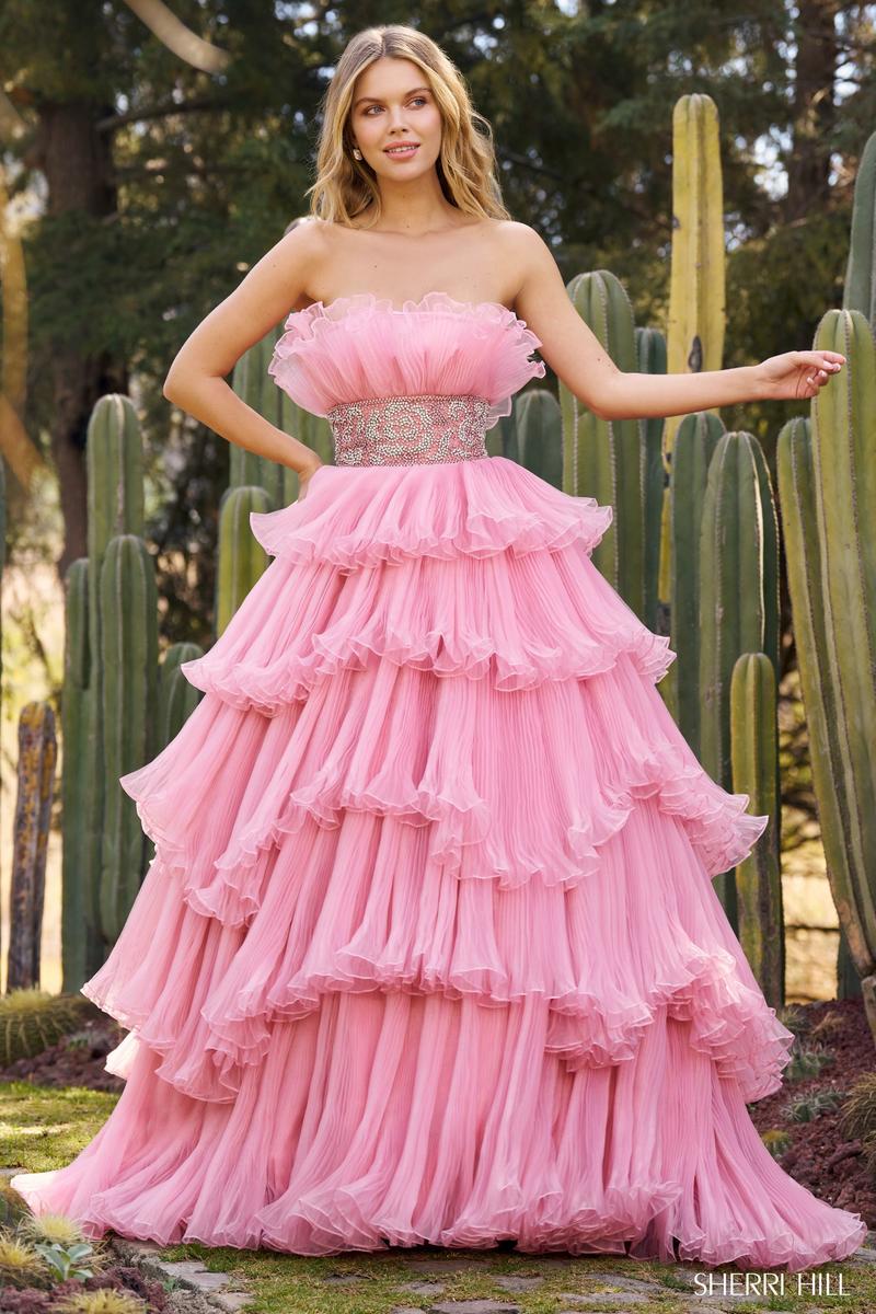 French Novelty Sherri Hill 55635 Tiered Ruffle Pageant Gown