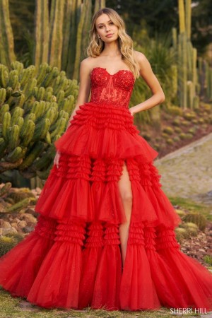 Sherri Hill 55682 Tiered Ruffle Formal Gown