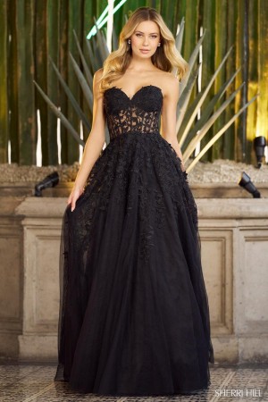 Sherri Hill 55760 Sheer Lace Corset Gown