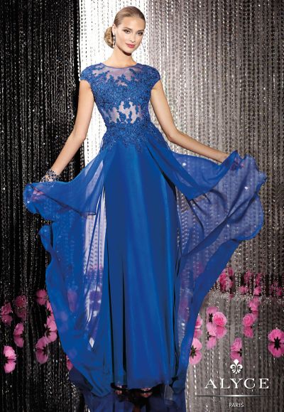 Alyce Black Label 5582 Sheer Lace Formal Dress: French Novelty