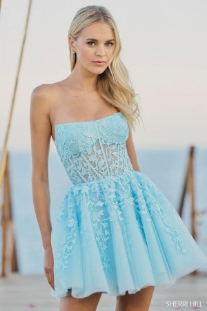 Sherri Hill 55833 Lace Corset Short Party Dress