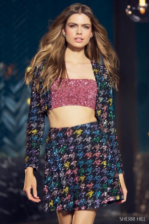 Sherri Hill 55911 Sequin Print 3 Piece Short Dress