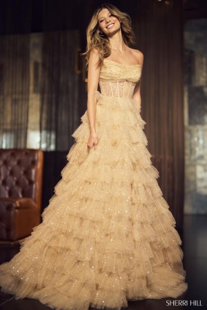 Sherri Hill 55950 Glistening Ruffle Tiered Gown