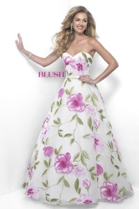 Pink by Blush 5621 Feminine Floral Print Prom Gown