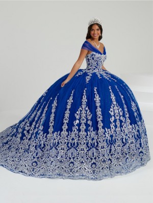 Wu Fiesta 56481 Metallic Quince Dress with Convertible Straps