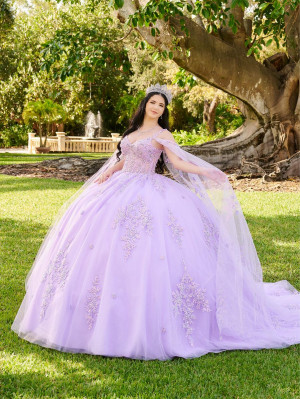 LizLuo Fiesta 56516 Quinceanera Gown with Sleeve Cape