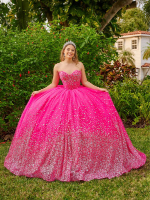 LizLuo Fiesta 56522 Glitter Dots Quinceanera Gown