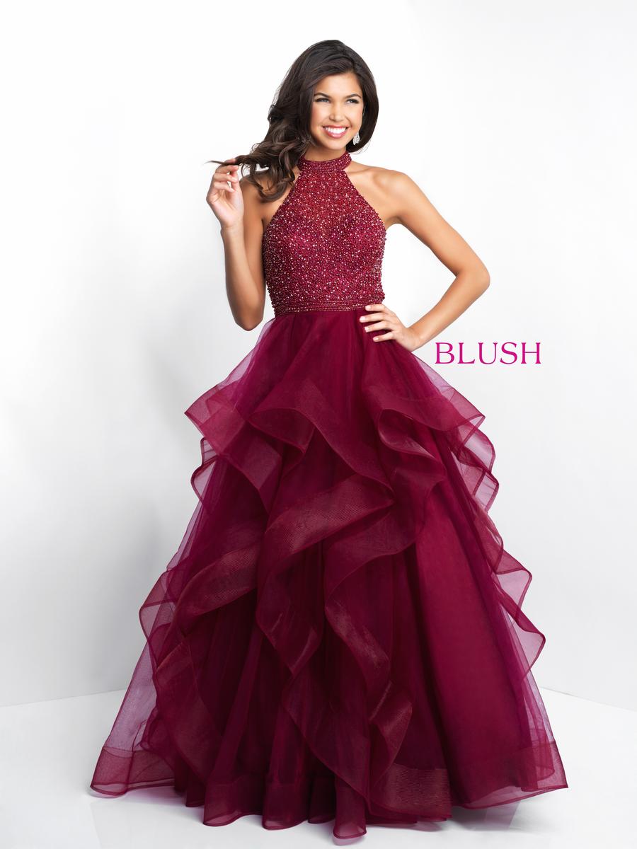 Pink by Blush 5654 Ruffle  Tulle Prom  Gown French Novelty