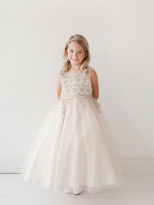 Tip Top 5717 Metallic Lace Flower Girls Dress