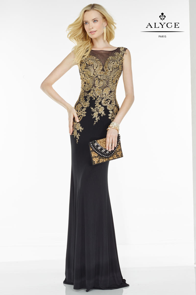 Alyce Black Label 5737 Sheer Embroidered Tulle Gown