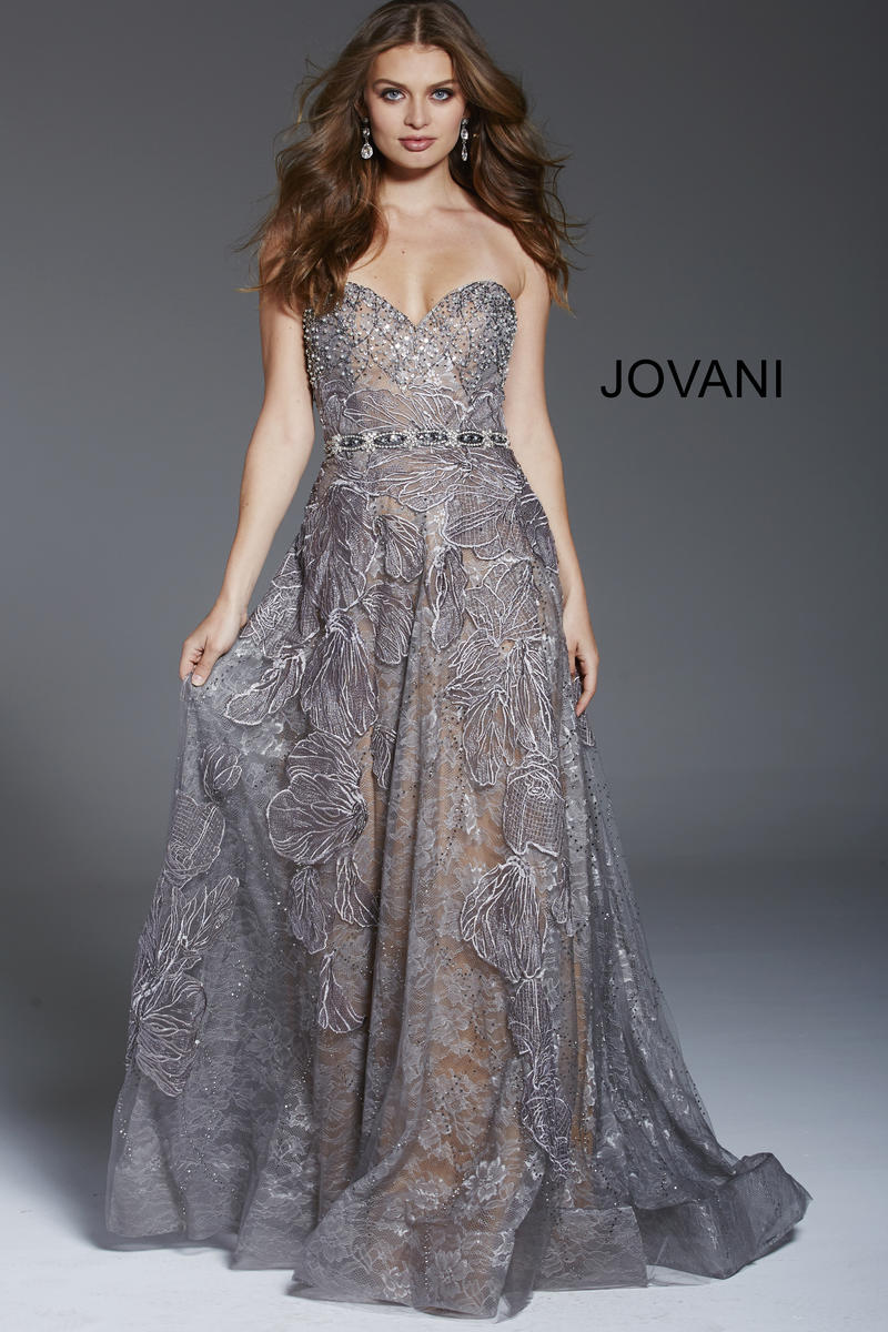 French Novelty: Jovani 57790 Embroidered Evening Dress