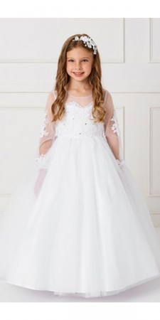 Tip Top 5780 Flower Girls Sheer Long Sleeve Dress