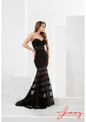 Jasz Couture 5797 Mermaid Dress with Sheer Stripes
