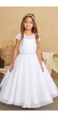 Tip Top 5844 Flower Girls Glitter Tulle Dress