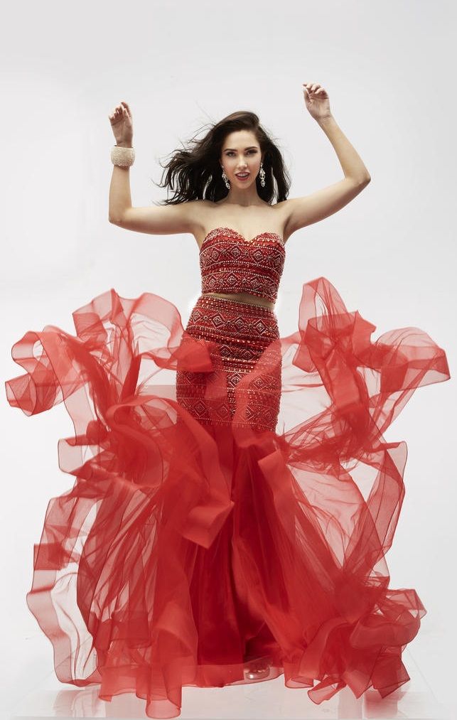 LITTLE MERMAID PINK  French Novelty: Jasz Couture 5958 Layered Mermaid 2 Piece Gown
