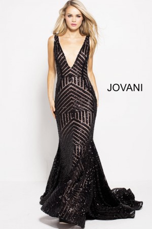 Jovani 59762 Plunging V Sparkling Gown