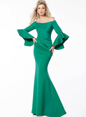 Jovani 59993 Scuba Bell Sleeve Evening Dress