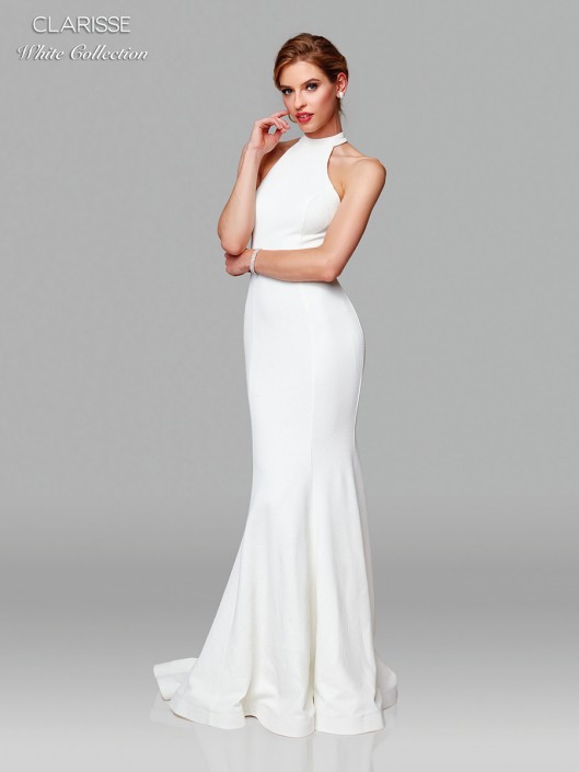 white halter neck wedding dress