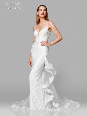 Clarisse White 600141 Wedding Dress with Removable Train