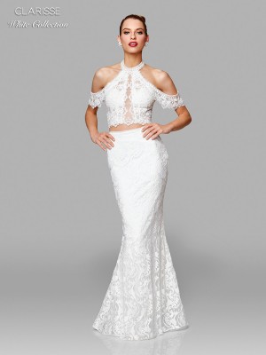 Clarisse White 600153 Lace 2 Piece Informal Wedding Dress