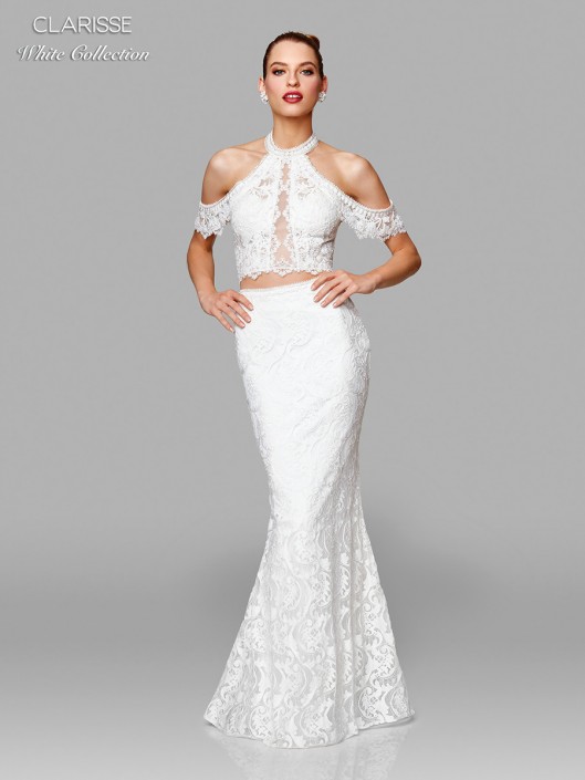 Clarisse White 600153 Lace 2 Piece Informal Wedding Dress French