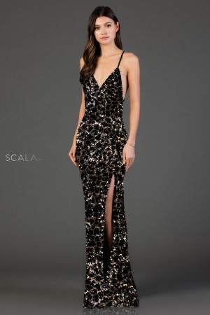 Scala 60073 Sequin Leonard Prom Gown