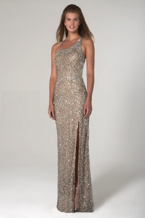 Scala 60081 One Shoulder Sequin Gown