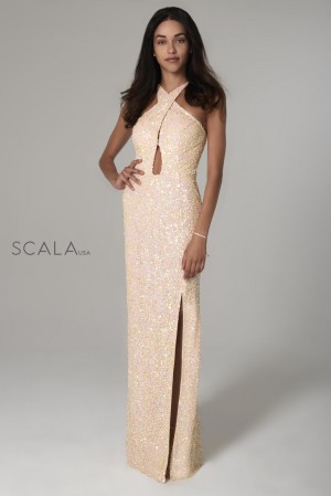 Scala 60090 Sequin Keyhole Prom Gown