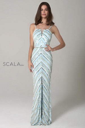 Scala 60091 Chevron Sequin Prom Gown