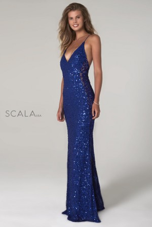 Scala 60096 Sheer Sides Sequin Gown
