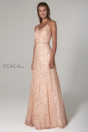 Scala 60109 Sequin A-Line Gown