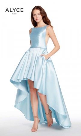 Size 2 Smoke Alyce Paris 60114 High Low Mikado Prom Dress