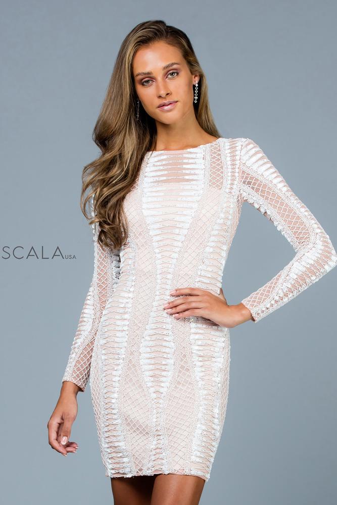 Long sleeve beaded mini dress sale