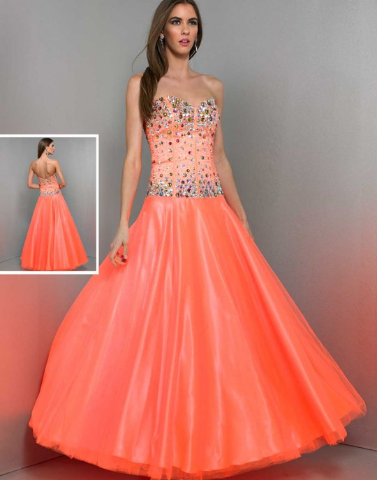 Neon Orange Prom Dress
