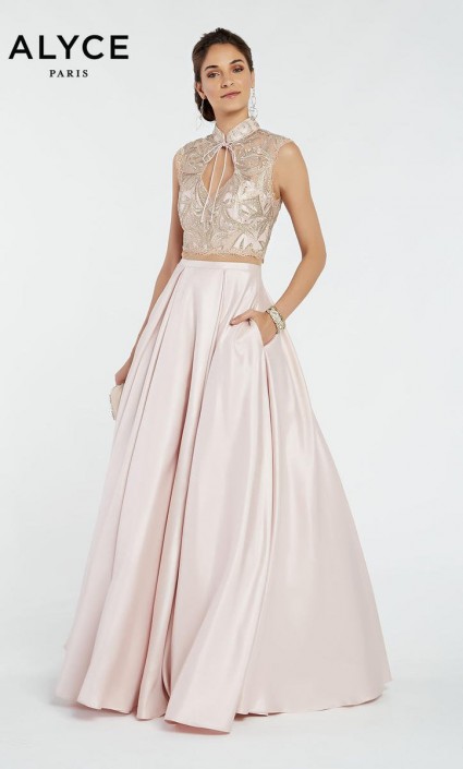 prom dresses with gold accents
