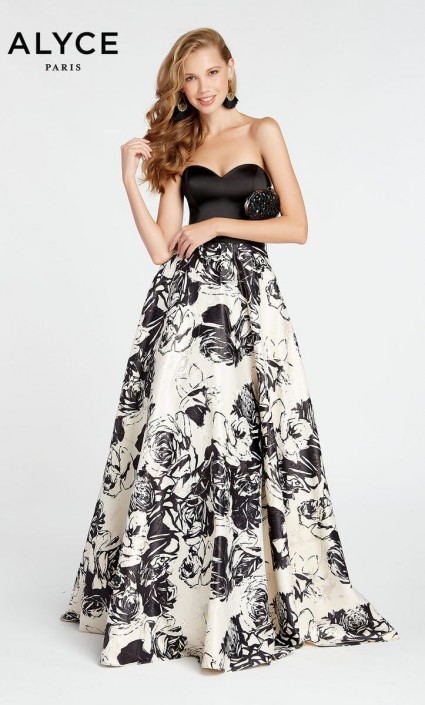 Rose Print Prom Dresses