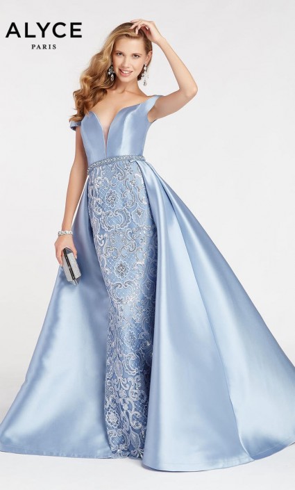 over skirt evening gown