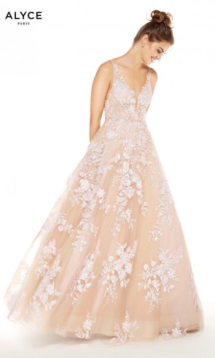 floral tulle prom dress