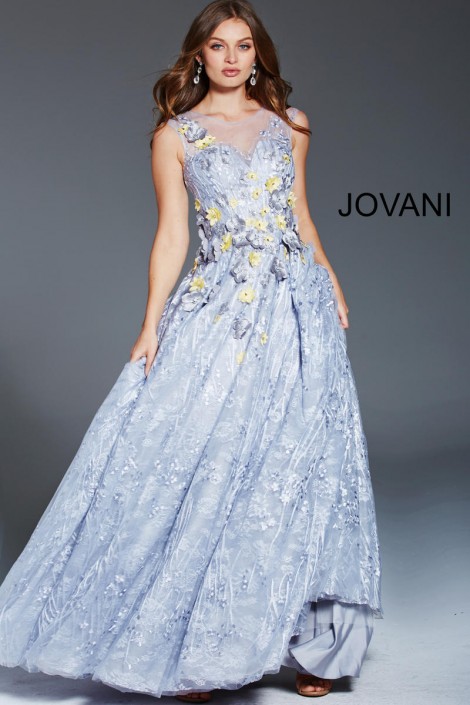 floral embroidered evening dress