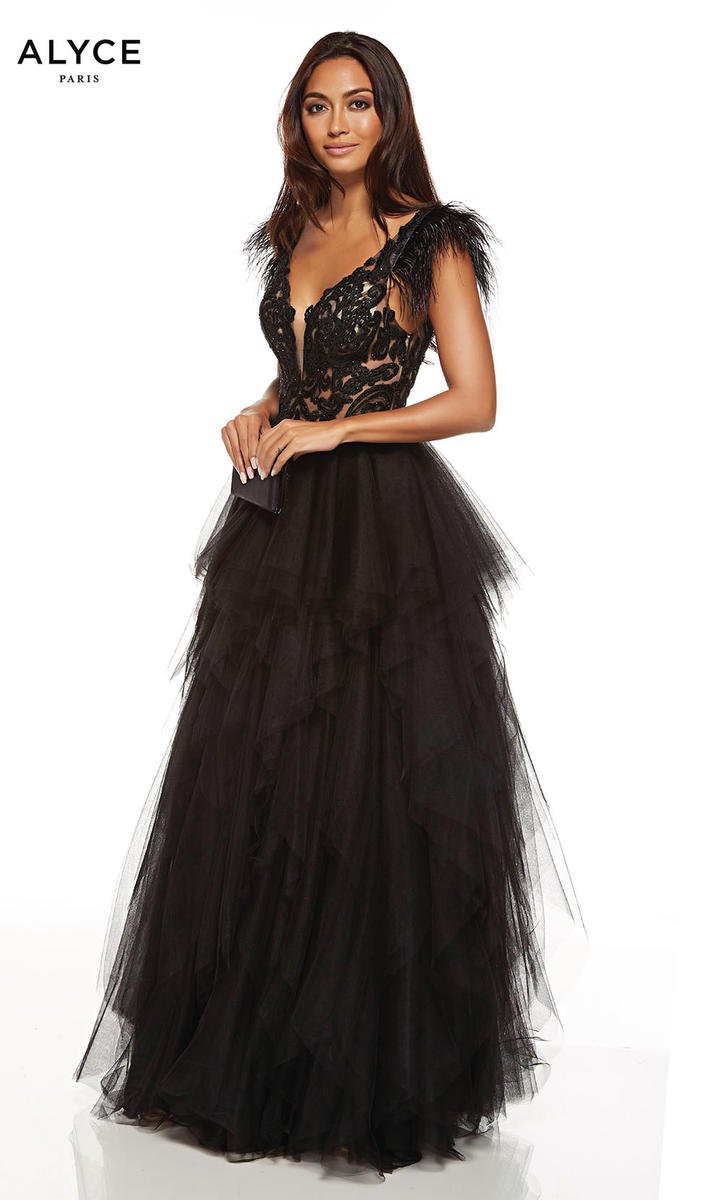 tiered tulle prom dress
