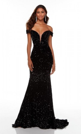 Alyce Paris 61187 Off Shoulder Sequin Prom Dress