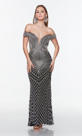 Alyce Paris 61269 Intricate Hand Beaded Off Shoulder Gown