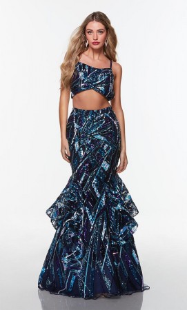 Alyce Paris 61276 Strappy Back 2 Piece Sequin Mermaid Dress