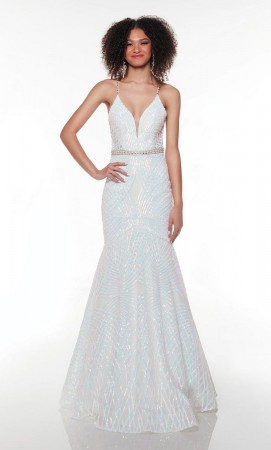 Alyce Paris 61289 Iridescent Sequin Ivory Prom Dress