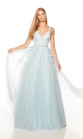Alyce Paris 61296 V Neck Lace Tulle Prom Dress