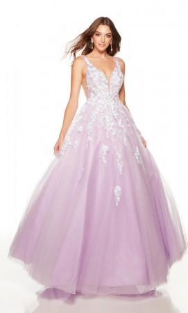Alyce Paris 61301 V Back Floral Lace Prom Dress