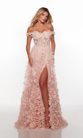 Alyce Paris 61308 Floral 3D Off Shoulder Gown